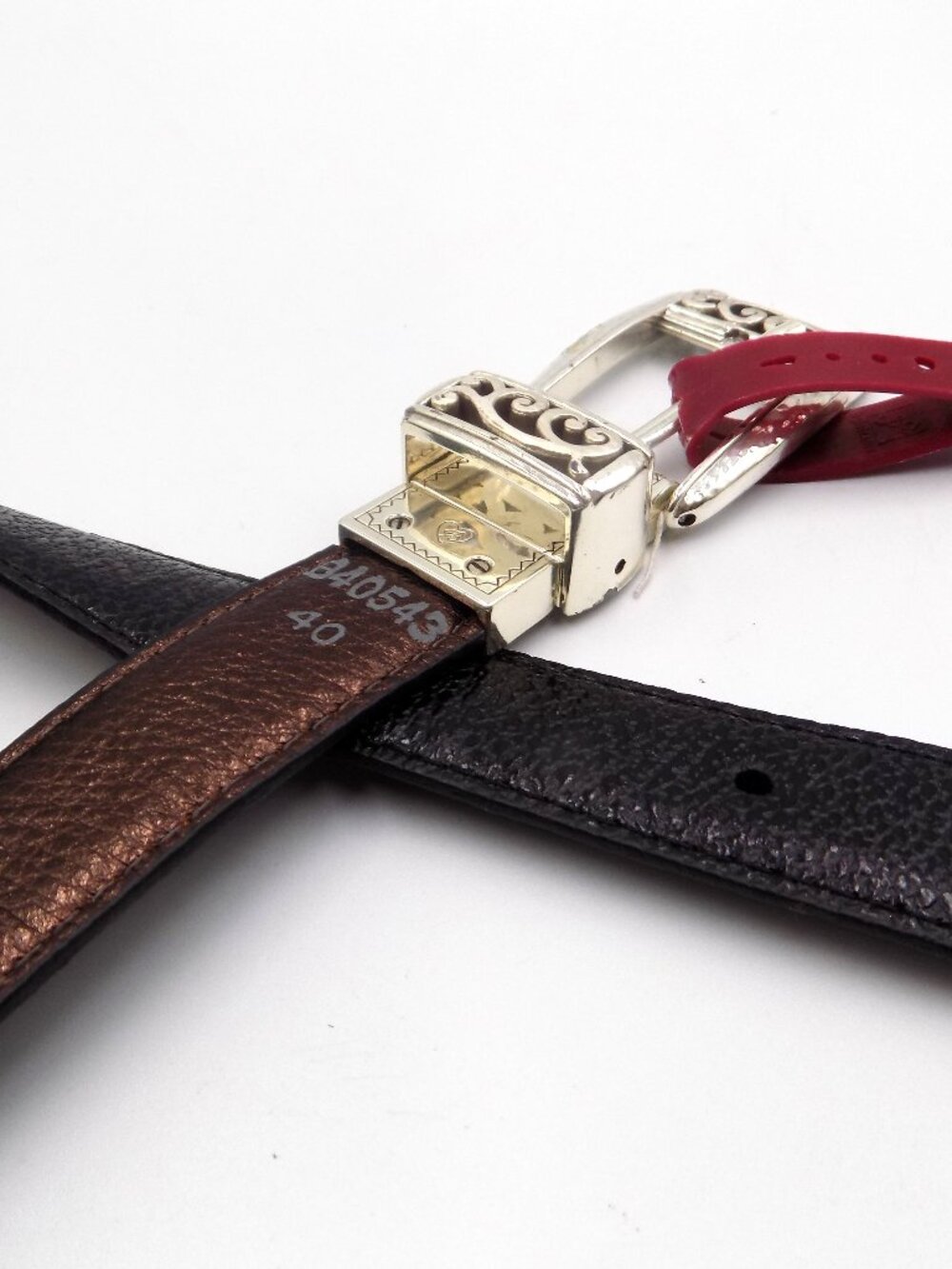 Brighton Western Mantilla Reversible Leather Belt Size 40 Black / Bronze - Picture 5 of 6